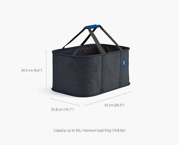 Joseph Joseph Hold-All, Collapsible 35L/9.25 Gallon Washing Laundry Basket Bag, Durable Fabric, Moisture Resistant - Carbon Black