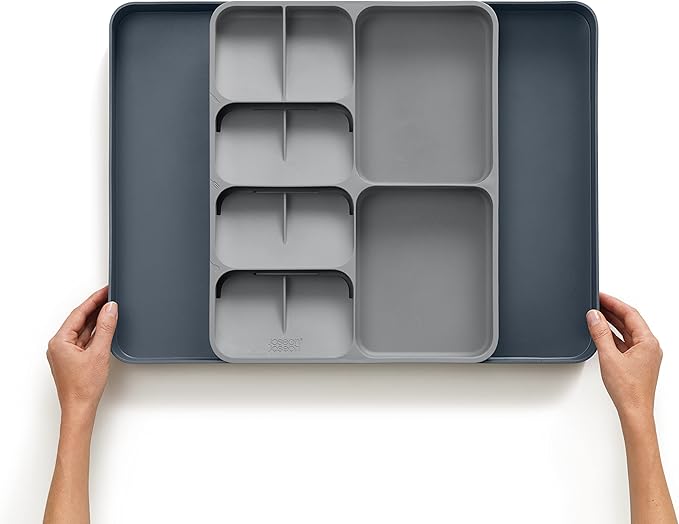 Joseph Joseph DrawerStore Expanding Flatware Cutlery, Utensil & Gadgets Organiser, Expandable in Drawer Space Saving Tray- Grey