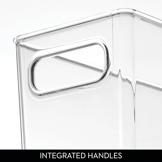 iDesign Tall Plastic Storage Bin with Handles for Fridge or Freezer - Set of 4 - Clear - Made in USA
