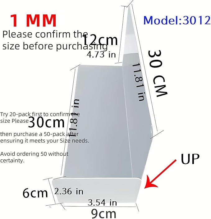 20 Pcs 30 * 12CM UP 1MM Closet Organization with PVC White Shelf Dividers - Closet Shelf Organizer for Clothes, Towels,Sweaters,Purses,and Books - Shelf Separators,Label Sticker,Label Holder