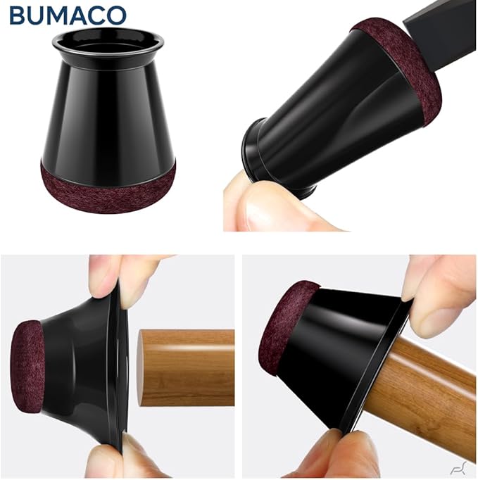 BUMACO Chair Leg Floor Protectors Chair Leg Protectors for Hardwood Floors Silicone Pads Covers to Protect Floors Black-20 Pcs Universal XS (8/16"-15/16")