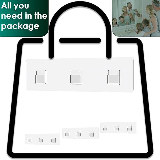 Shower Organizer - Adhesive Replacement Hooks 4 Pack Transparent Strong for Bathroom/Kitchen