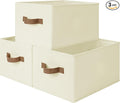 StorageWorks Closet Organizers and Storage Bins, Foldable Shelf Baskets, Clothes Storage Basket for Organization, Ivory White, 3-Pack, Large