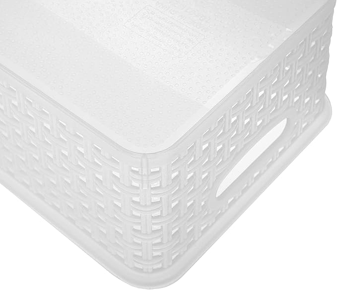 Clear Woven Plastic Storage Baskets, 12-Pack Weave Basket Organizer for Kitchen Office Bathroom