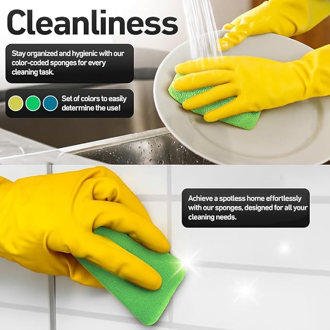 Casanero 6-Pack Silicone Scrubbing Sponges, Heavy-Duty, Non-Scratch | Reusable, Odor-Free, Multi-Purpose Cleaning for Dishes, Non-Stick, Countertops