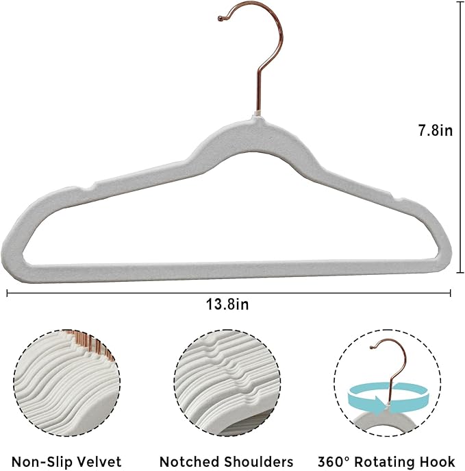 14 Inch Velvet Kids Hangers 30 Pack - Ultra Durable Non Slip Felt Hanger for Big Kids & Preteens- Slim Space-Saving Children's Closet Hangers for Heavy Clothes with 10 Hanger Clips - White