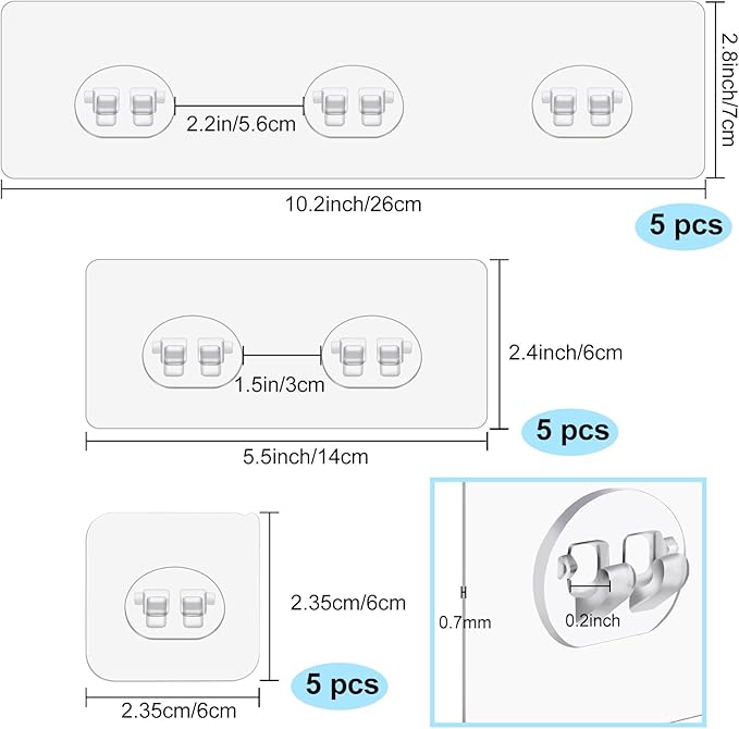 vivinin 15 Pack Shower Caddy Adhesive Replacement, Shower Shelf Adhesive No Drilling, Adhesive Hooks for Showe Caddy, Soap Holder, and Kitchen Racks