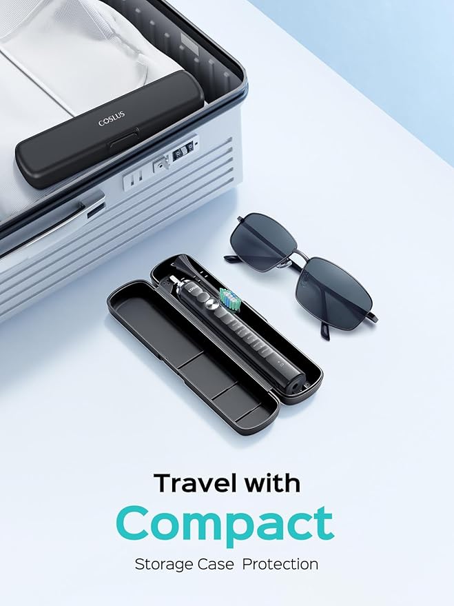 COSLUS Sonic Electric Toothbrush for Adults C40(DY-108Pro): 47000 VPM for Deep Cleaning with Travel Case - 5 Modes for Sensitive Teeth & Brace, Wireless Charging, 6 Brush Heads for Family, Black (1PC)