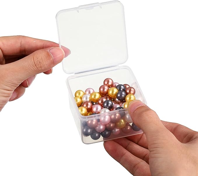 6 Pieces Mini Plastic Clear Beads Storage Containers Box for Collecting Small Items, Beads, Jewelry, Business Cards, Game Pieces, Crafts (2.48 x 2.48 x 1.57 Inch)