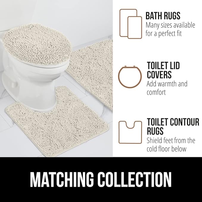 GORILLA GRIP Bath Rug Mat 30x20, Thick Soft Absorbent Chenille, Quick Dry Microfiber Mats, Rubber Backing Washable Shower Floor Rugs, US Designed Bathroom Bathmat Home Decor Accessories, Ivory Cream