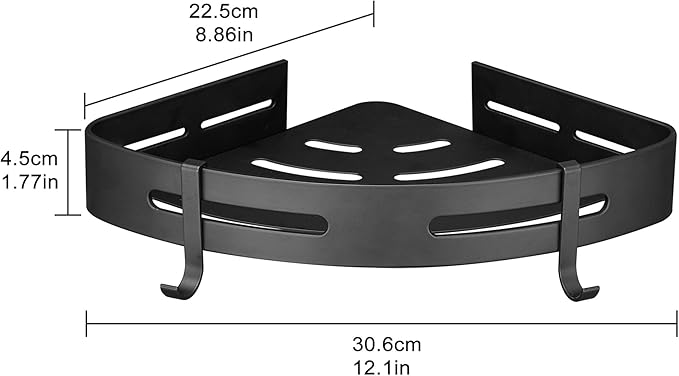 WPT Corner Shower Caddy, 2 Pack Adhesive Shower Corner Shelf, Shower Organizer Storage Wall Mounted No Drilling for Bathroom and Kitchen, Black
