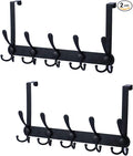 Encozy Over The Door Hooks,Coat Rack for Hanging Clothes Hat Towel (Heavy Duty Black 2pcs)