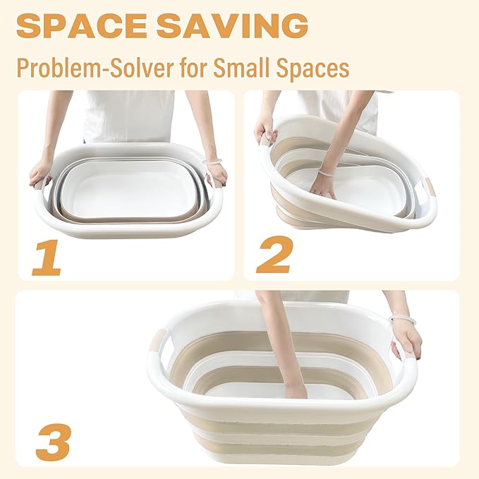 43L(11.5Gallon) Collapsible Laundry Baskets plastic, Pop Up Laundry hamper/Storage Container, Foldable Laundry Basket with Large Capacity,Sturdy,Space Saver (Beige, 2 Packs)