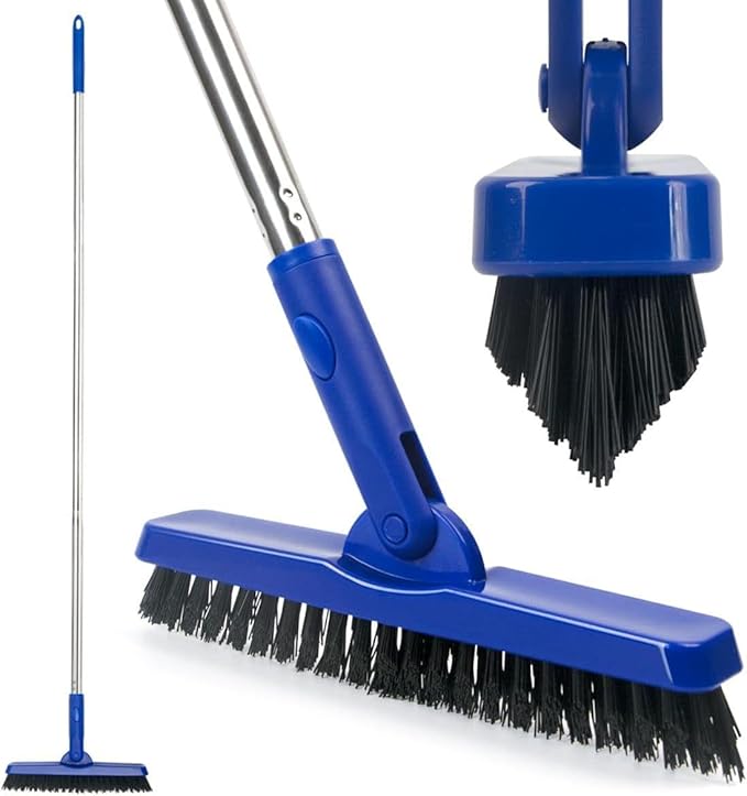 CELOX Grout Brush with Long Handle, Tile Grout Cleaner Brush for Tile Floors, for Shower Tile, for Cleaning Grout, Blue