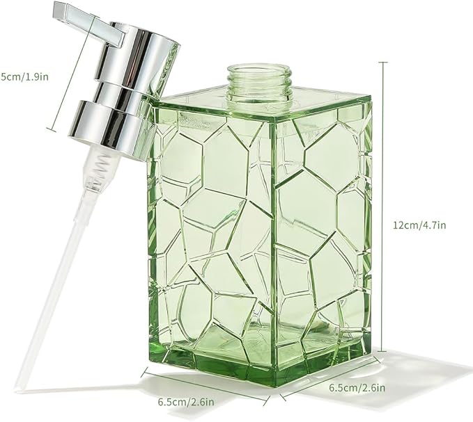 2 Pack Clear Saga Green Rust Proof Soap Dispenser Bathroom, Acrylic Plastic Hand Soap Lotion Dispenser with Pump for Bathroom&Kitchen
