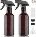 Glass Spray Bottles 12oz Empty Spray Bottle Mist/Stream Spraying Small Refillable Containers for Hair Care, Cleaning Solutions, Plants, Essential Oils 2 Pack (Brown, 12oz)