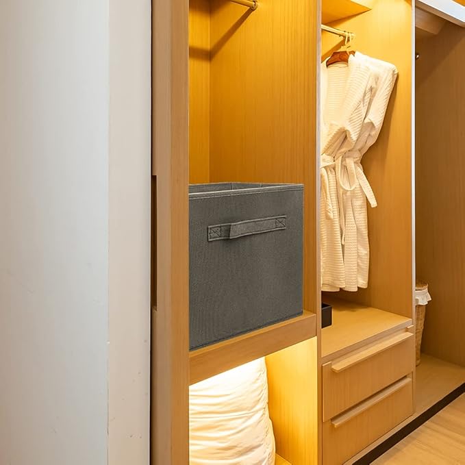 Storage Cubes Collapsible fabric Storage bins,cube storage organizer 10.5 * 10.5 * 11 inch,For home and office Collapsible Closet Shelf Organizers, Drawer Organizers(Grey)