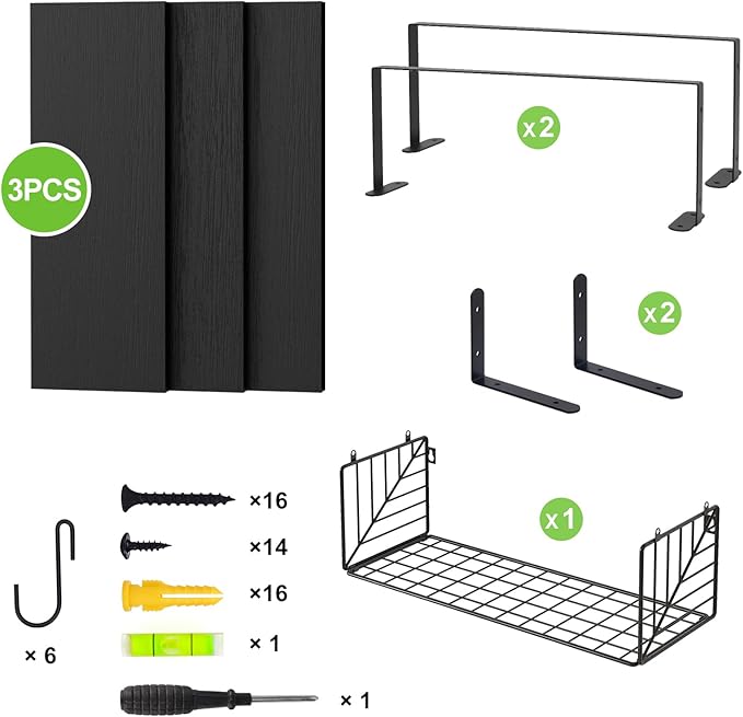 Fixwal Bathroom Floating Shelves Over Toilet Wall Shelves Set with Towel Storage Rack for Bathroom Organization & Wall Decor(Black)