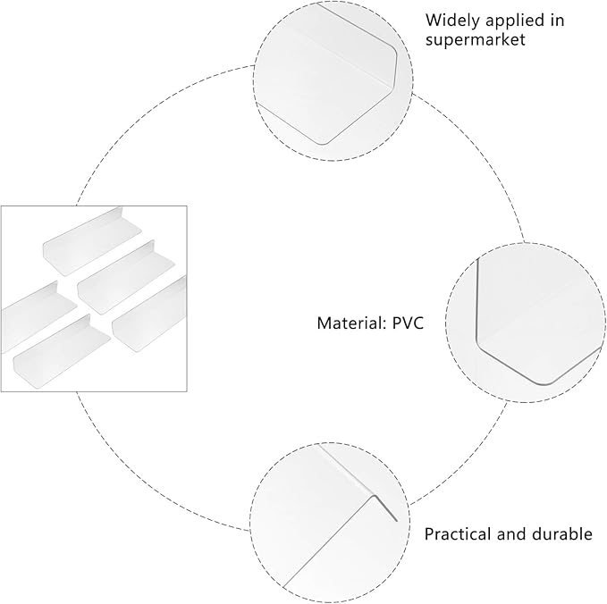 10pcs Clear Shelf Dividers for Shelves, 7.86" Long Clear Pharmacy Shelf Dividers L Shape Separator Thicken Clapboard for Commodity Classification for Cabinets Shelf Store