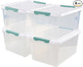 Jandson 4 Pack 35 Quart Storage Box with Lid, Plastic Latching Container Bin, Clear