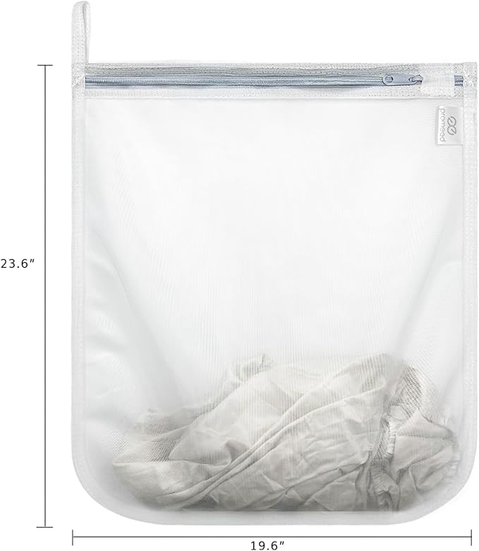 PROMEED Reusable Mesh Laundry Bag for Delicates, Large Size Wash Bag for Mulberry Silk Pillowcase Fitted Sheet Flat Sheet,1Pc Washing Machine Wash Bags for Shirt,Blouse,Underwear,Baby Clothes(20"x24")