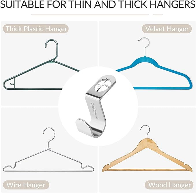 ZEDODIER Metal Clothes Hanger Connector Hooks, 50 Pack Super Sturdy Hanger Extender Hooks, Efficient Closet Space Saver, Easy to Use, Suitable for Heavy Clothing, Fits All Types of Hangers, Silver
