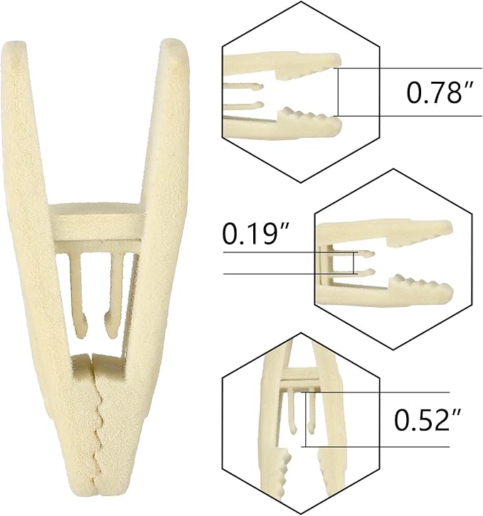 Tinfol Velvet Hanger Clips, 24 Pack Beige Pants Velvet Clips, Premium Large Opening Clothes Pin, Strong Finger Flocked Clip Perfect for Use with Slim-line Clothes Hangers