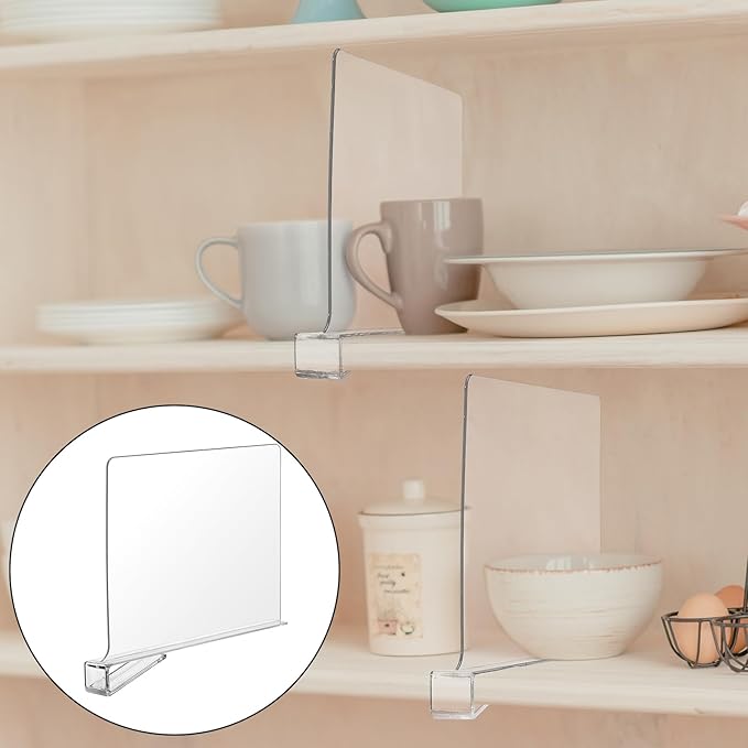 Boao 8 Pcs Shelf Dividers for Closet Organization Acrylic Clear Shelf Divider Purse Organizer Handbag Separator Bookshelf Divider for Closet Bedroom Kitchen Office Cabinet Bathroom