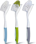 Dish Brush Scrub Brush with Handle - 3 Pack Stiff Bristles Dish Scrubber for Cleaning Dishes, Pots, Pans, Sink, Cast Iron - Hard Bristles,No Residue