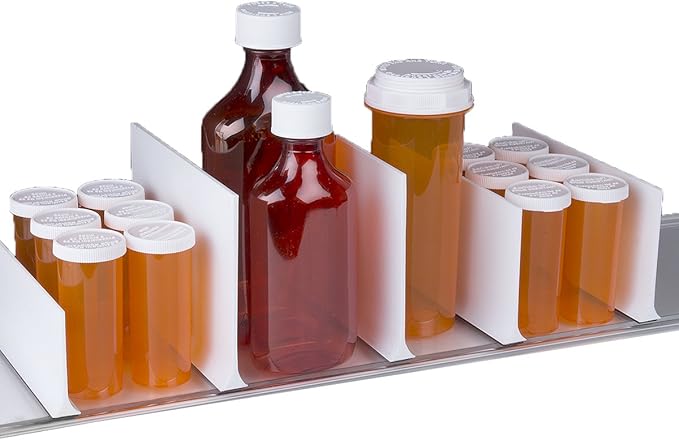 APOTHECARY PRODUCTS Magnetic Shelf Divider, For Vitamins, Books, Food And More, 6 in x 4 in, White, Made In The USA