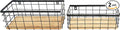 Metal Wire Basket Detachable Wood Base Storage Organizer Farmhouse Hanging Basket for Kitchen Cabinets, Bathroom, Pantry, Laundry Room Set of 2,Black Color