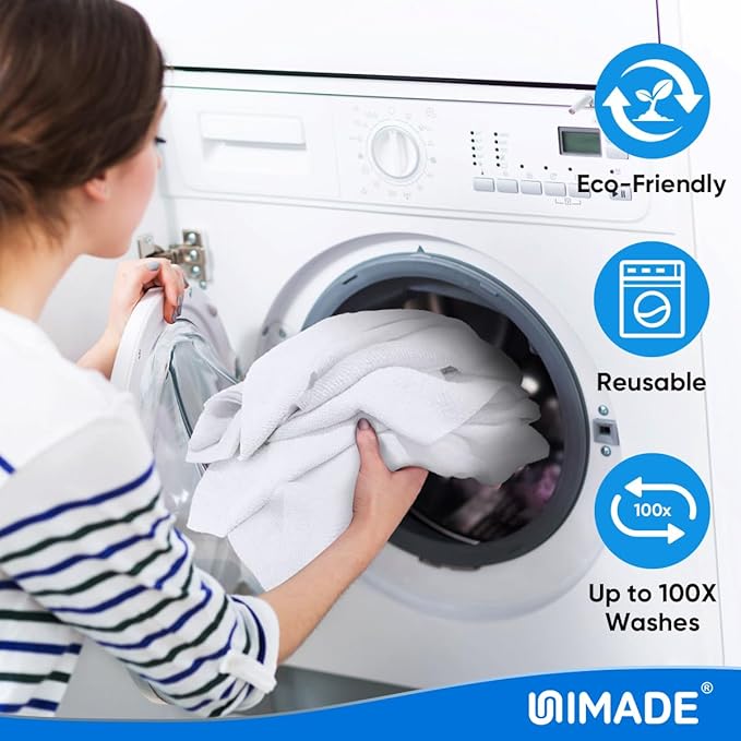 Microfiber Cleaning Cloth, 20 Pack Reusable Microfiber Towels for Cars Lint Free Cleaning Shop Towel Rags for Home Kitchen Automotive Bar Mechanic Restaurant Garage, 11.5"x 11.5", White