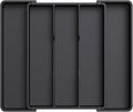 Lifewit Utensil Organizer for Kitchen Drawers, Expandable Cooking Utensil Tray, Adjustable Cutlery Silverware Flatware Holder, Plastic Spatula Tools Storage Divider, 11-18 x 14", Black