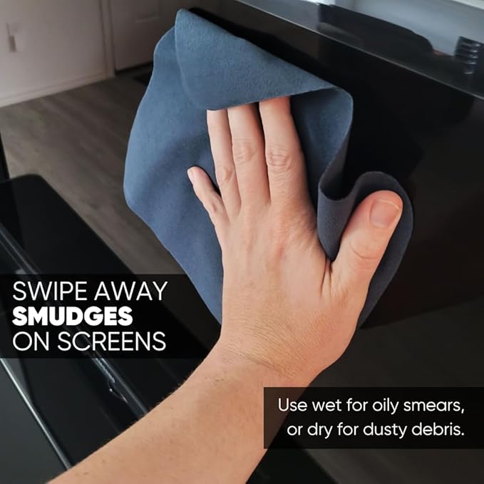 Microfiber Wholesale Premium TV Screen Cleaning Cloth Gray | 14”x14” | 3pk | Soft Microfiber Suede | XLarge Reusable | No Lint Scratch-Free Durable | Large TVs Monitors