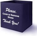 Opret Large Shoe Cover Box Blue, Real Estate Agent Supplies, Disposable Shoe Cover Dispenser Box for Open House, Please Cover or Remove Shoes, Foldable Storage Bin for Bootie
