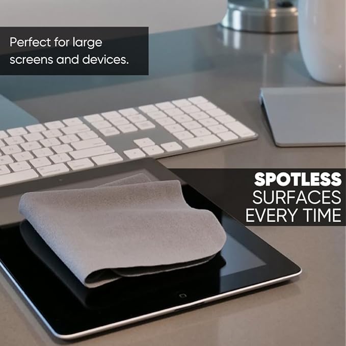 Microfiber Wholesale Premium TV Screen Cleaning Cloth Gray | 14”x14” | 3pk | Soft Microfiber Suede | XLarge Reusable | No Lint Scratch-Free Durable | Large TVs Monitors