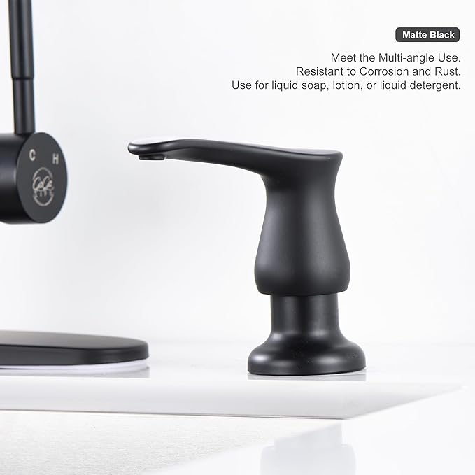 GAGALIFE Sink Soap Dispenser Matte Black, Built in Soap Dispenser with 17 OZ Bottle, Lotion Dispenser for Kitchen Sink, Refill from The Top (Pack of 2)