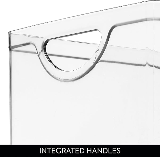 iDesign Pantry Storage Bins with Handles - Organizer Bins for Cabinets or Fridge - Set of 2 - Clear
