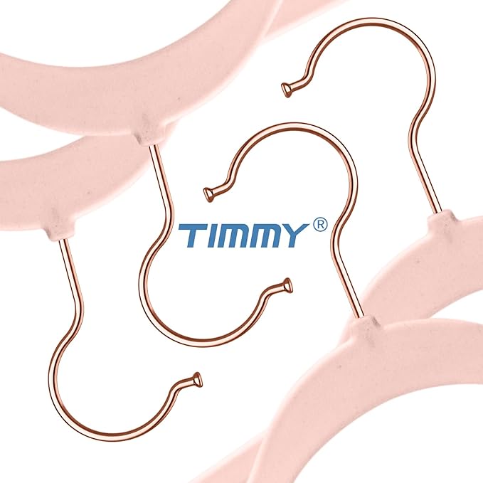 TIMMY Velvet Hangers - Suit (50-Pack) Ultra Thin Coat Hangers with Heavy Duty Construction, Holds up to 10 Lbs - Blush Pink/Rosegold Finishes