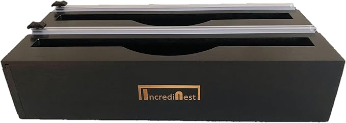 Incredinest Bamboo Drawer Organizer Bag Holder – Modular Design Zip Lock Bag Organizer Plastic Wrap Dispenser with Cutter – Baggie Organizer for Drawer with Single and Double Wrap Dispenser