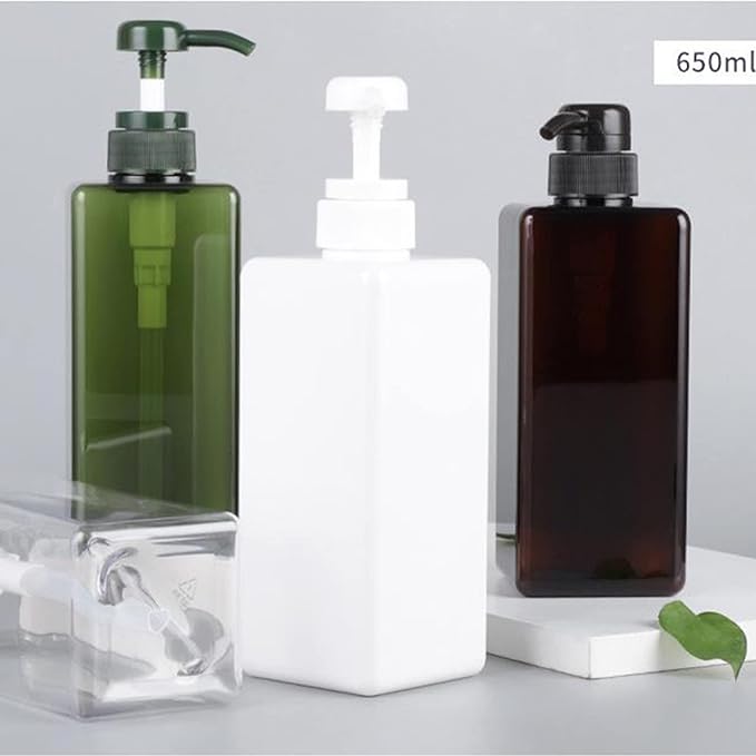 Pump Bottle, Refillable Plastic Empty Lotion Soap Dispenser Liquid Container for Bathroom Shampoo and Body Wash, 22oz/650ml White 2 Pack