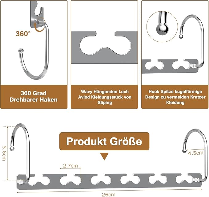 Magic Clothing Hangers Space Saving Sturdy Metal Hangers Wardrobe Closet Organizer Space Saving Hanger Pack of 12 Cascading Hangers