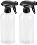 Bynccea Plastic Spray Bottles 2 Pack Clear Empty Spray Bottle 16oz 500ml Squirt Bottle Sprayer for Hair, Cleaning, Plants