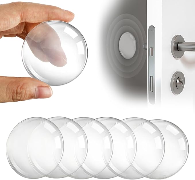 2" Wall Door Handle Stopper, 12PCS Clear Self Adhesive Wall Protector Rubber Door Bumpers, Solution for Stopping Damage from Doors Knobs, Shock Absorbent and Noise Reduction