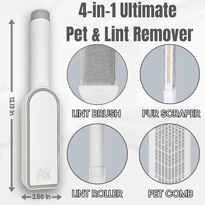 SufurLint 4 in 1 Multi - Pet Hair Lint roller Brush - Lint Remover tool - Cat Dog Hair Removal, Furniture, Carpet rake, rug, Clothes, Car Seat cleaning - fur Remover cleaner, mini rollers, magic brush