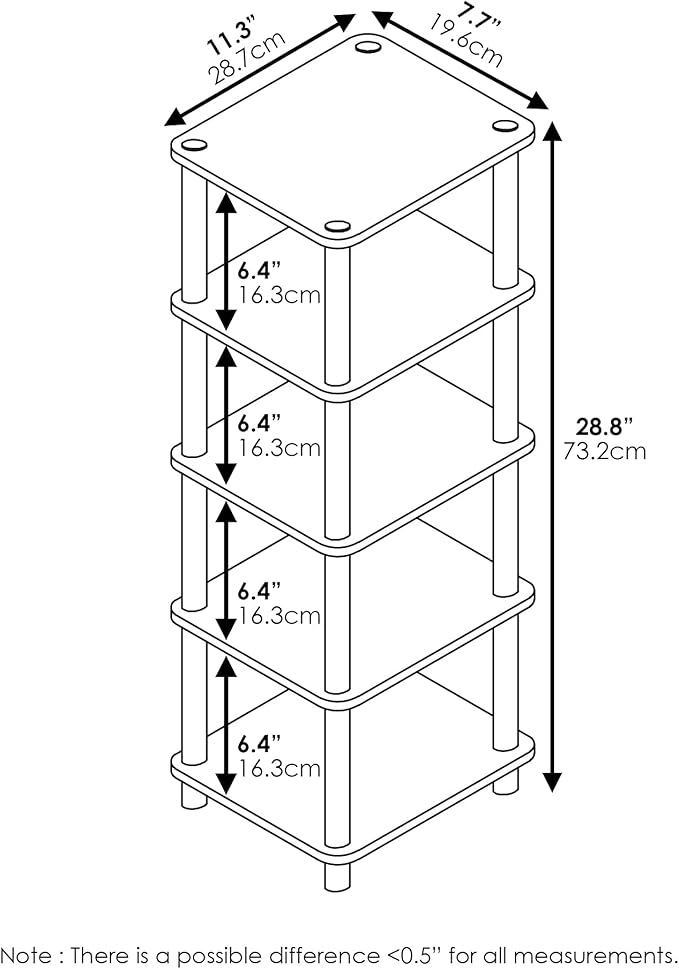 Furinno LACi 4-Bins System Rack, 11.3(W) x 28.8(H) Inch, Espresso/Black