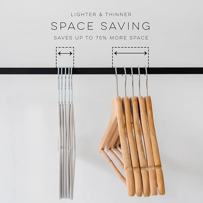 3 Sprouts - Adult Velvet Hangers - Non Slip Felt Clothing Hanger Set - Durable & Slim for Space Saving - Ideal Velvet Hangers for Organization - Lightweight Thin Clothes Hangers - Pack of 30 - Gray