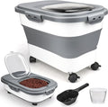 Dog Food Storage Container, 10-20Lbs Collapsible Pet Food Storage Containers with Rolling Wheel Airtight Locking Lid, Dry Food Storage Bin with Cup and Scoop,Suitable for Pet Food, Rice, Flour