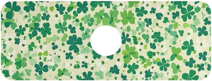 Kitchen Sink Splash Guard 1 PC 14.7 Inch Sink Faucet Mat Splash Guard for Bathroom Countertop Water Absorbent Foldable Cuttable Soft Washable Saint Patricks Green Clovers