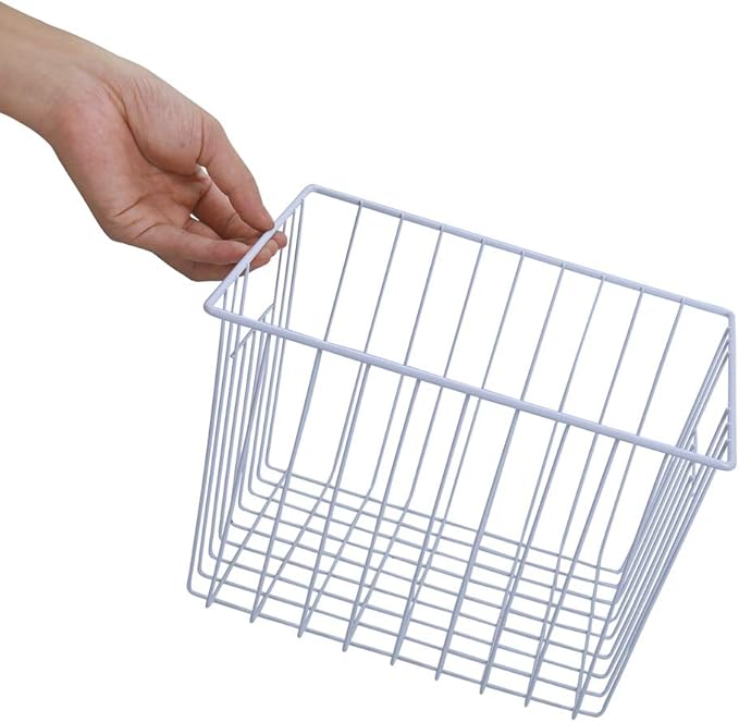 4 Pack Wire Storage Baskets for Organizing, Freezer Organizer Bins, Pantry Organization Bins Cabinets - Metal Basket Kitchen, Laundry, Fridge, Bathroom Countertop Organizer, Pearl White